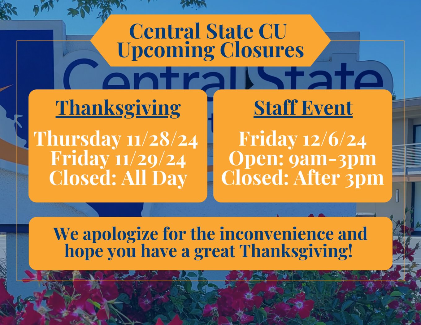 Thanksgiving closures